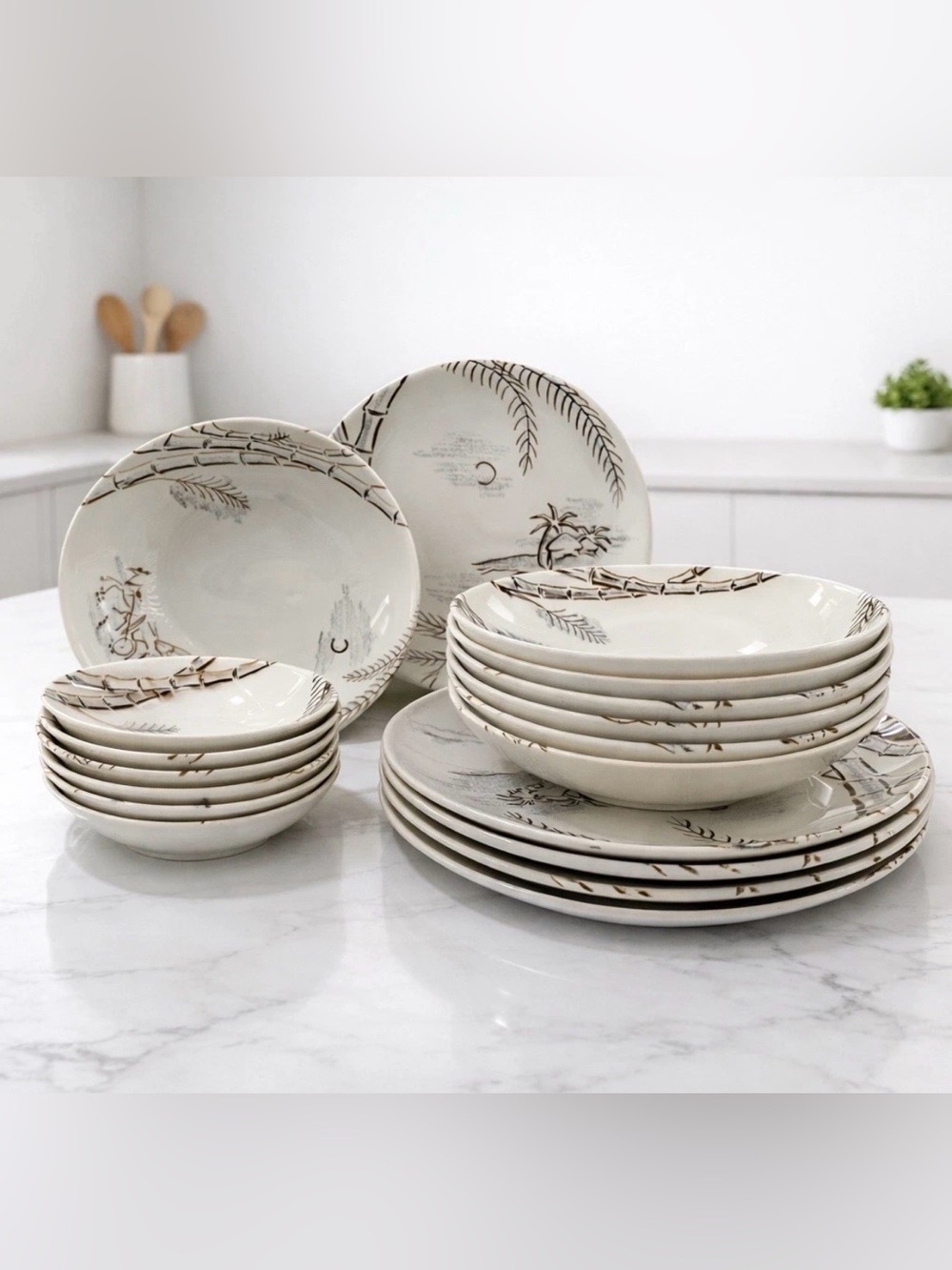 Vintage Harmony House Caribbean 19 Pc Dinnerware Set Japan Dawn Gray Spice